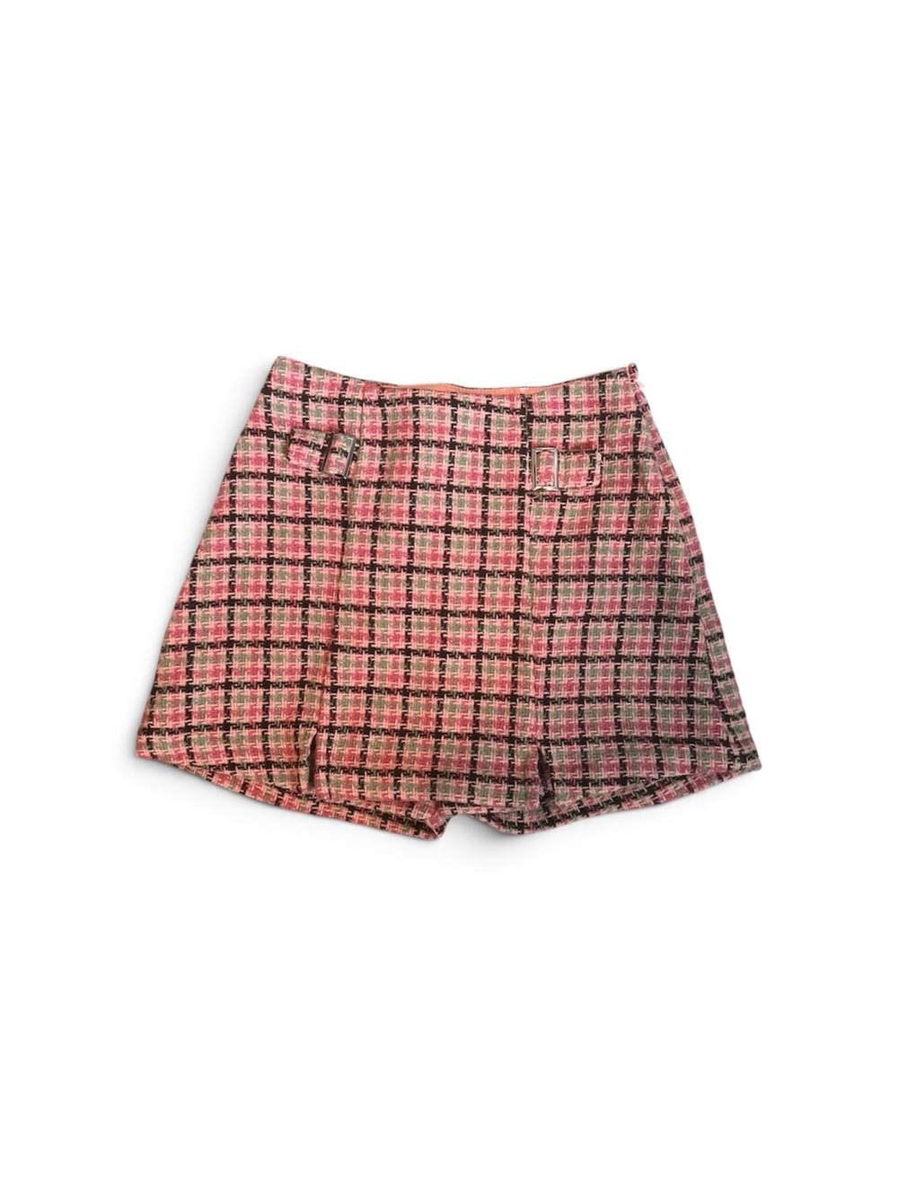 Pink Plaid Tweed Girls Skort